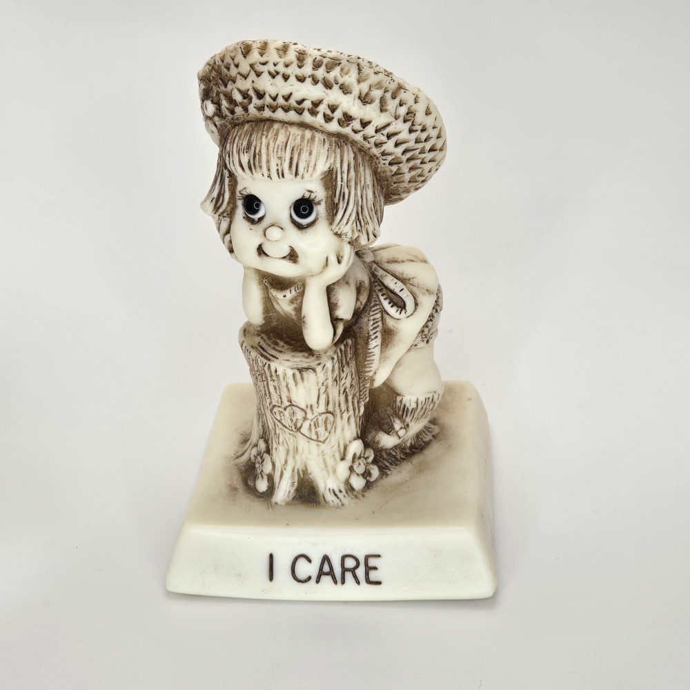Vintage Russ Berrie "I Care" 1976 Made In U.S.A. Girl Figurine #9106